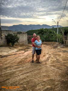 My wife and I visiting one of the families she taught on her mission.