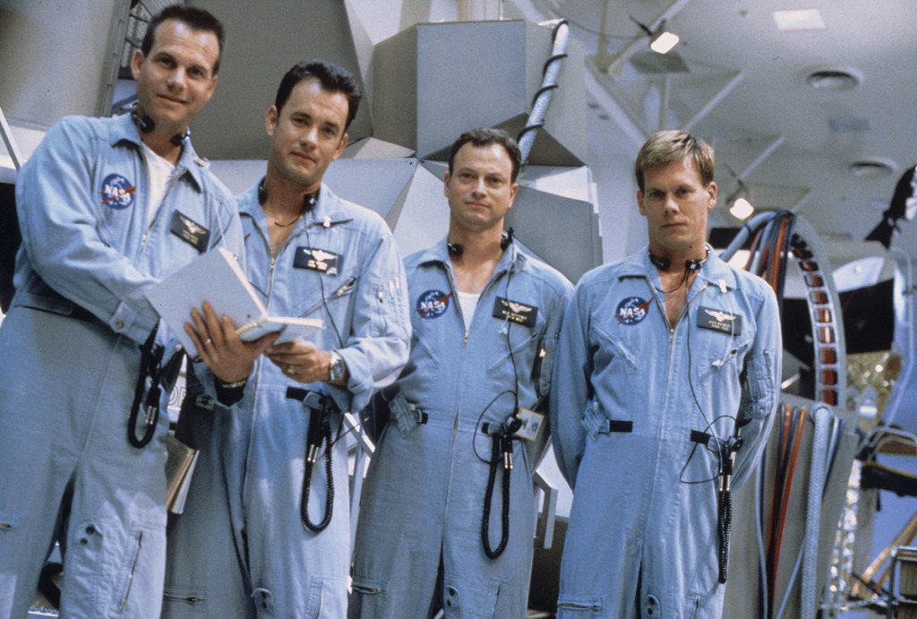 Bill Paxton, Tom Hanks, Gary Sinise, and Kevin Bacon as they appear in APOLLO 13, 1995.