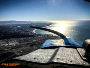 Flying south over Ventura, California